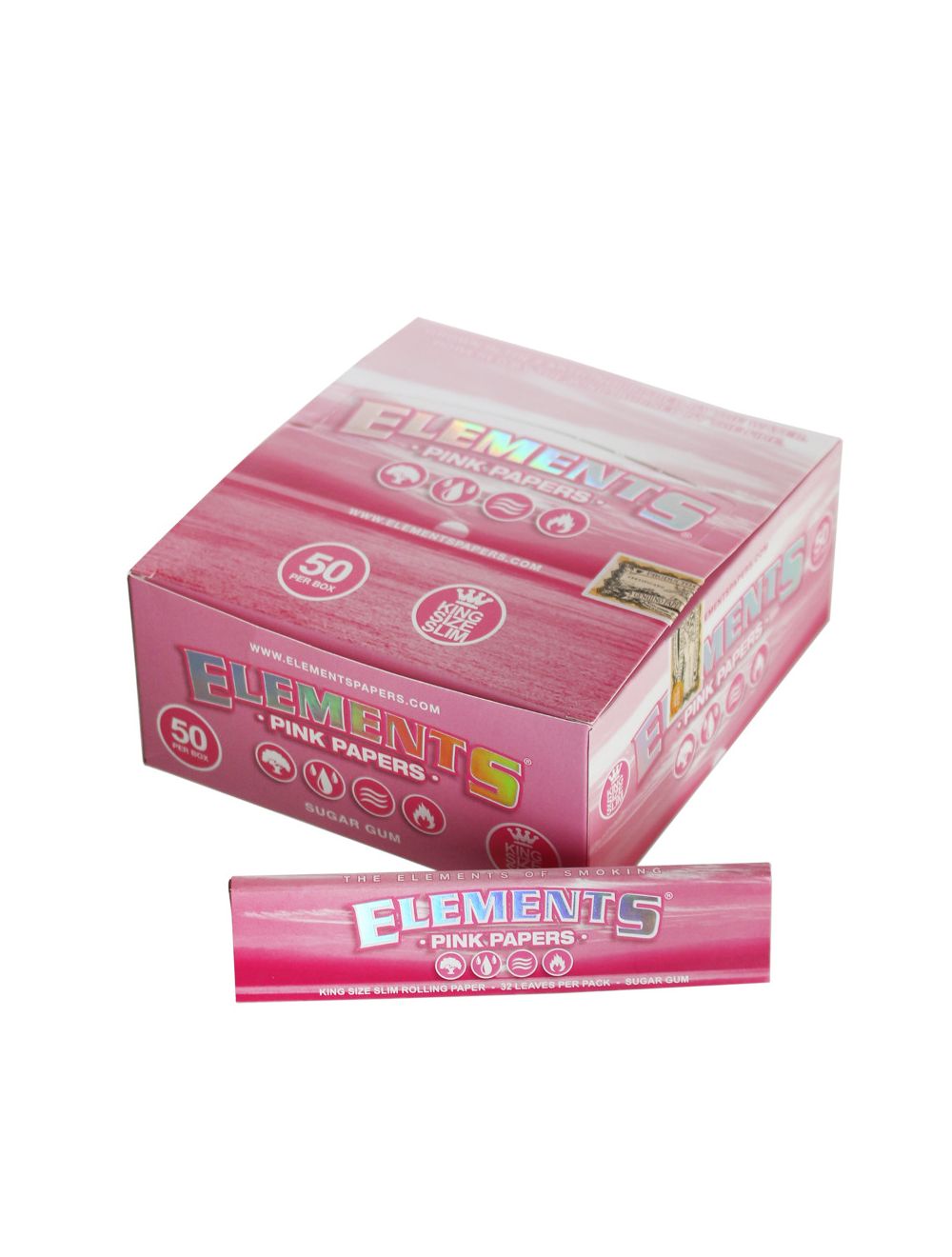 Buy Elements Pink King Size Slim Rolling Papers Online