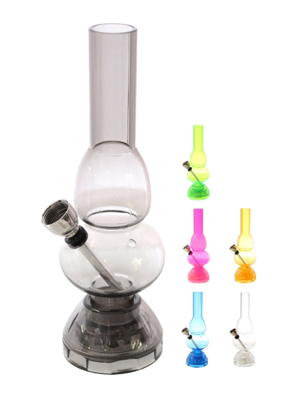 Mini Acrylic Bong with Grinder, diff. colors